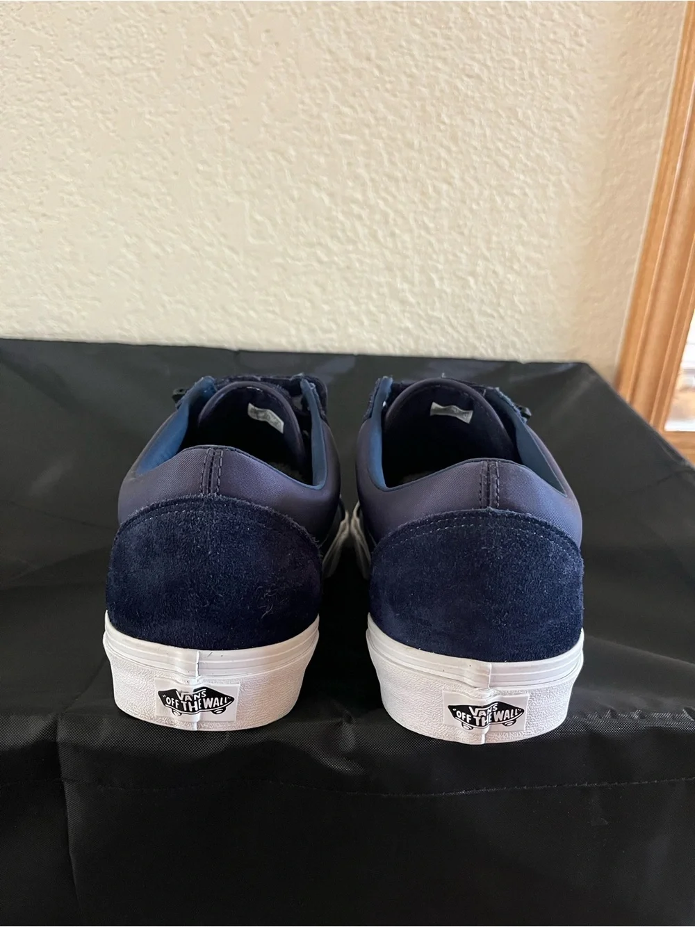 Vans Men's Navy Velcro Sneakers with White Sole